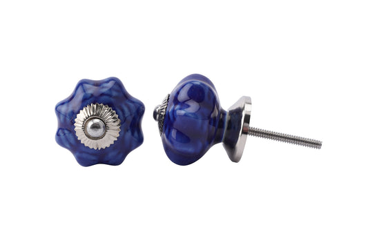 Set of 2 | Dark and Blue Melon Shape Ceramic Cabinet Pull • Drawer Knob • DIY Upcycle • Gifts for Home • Home Improvement • Rennovations