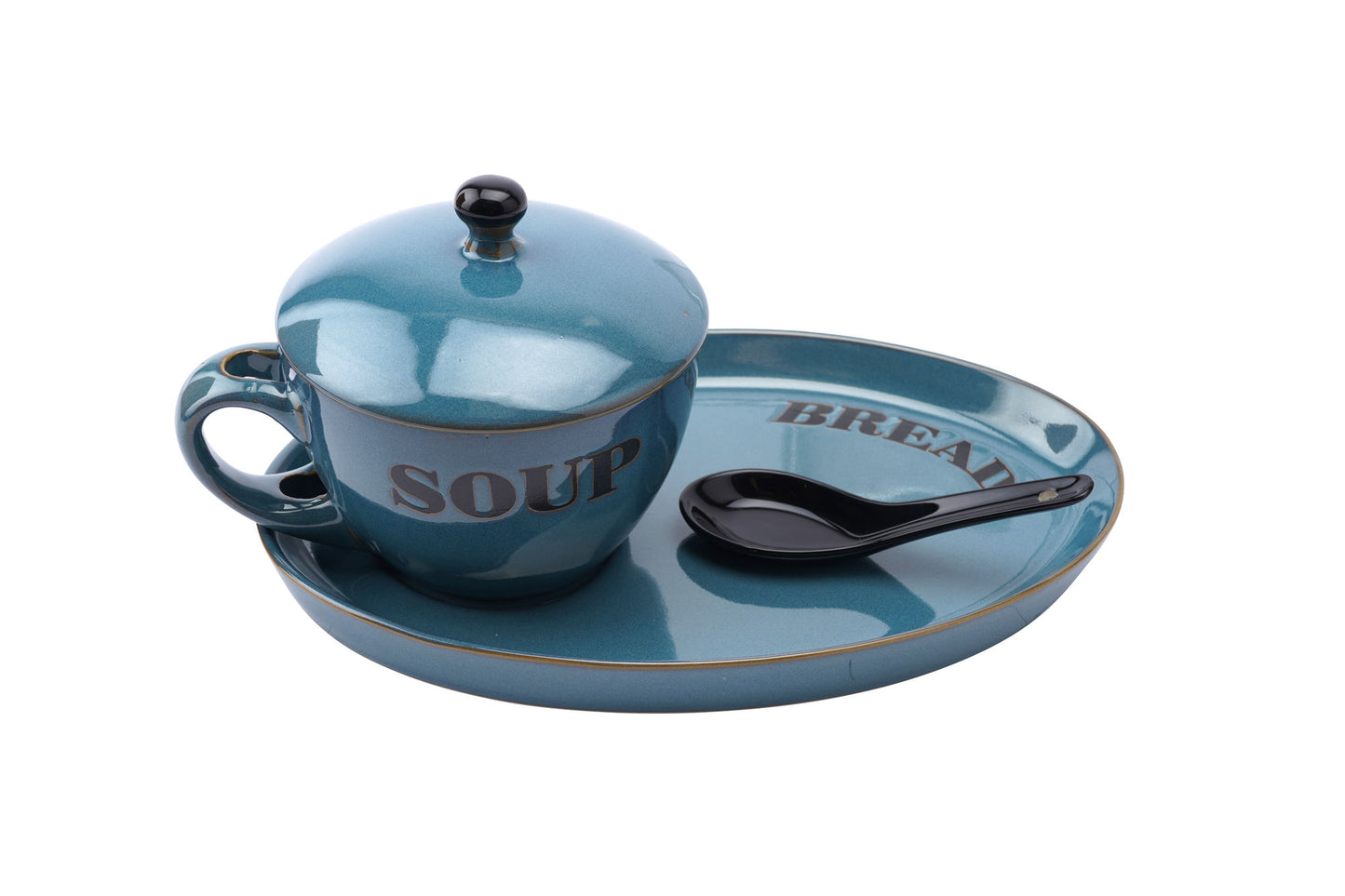 Blue Soup Bowl and Bread Plates