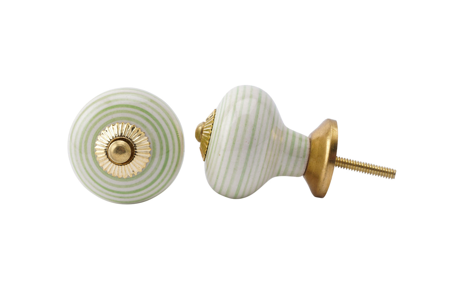 Light Green/White Spiral Ceramic Drawer Pull